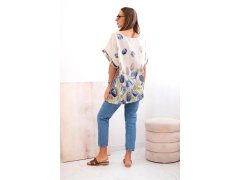 Dámská bavlněná košile s&nbsp;květinovým vzorem béžový 2