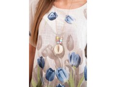 Dámská bavlněná košile s&nbsp;květinovým vzorem béžový 3