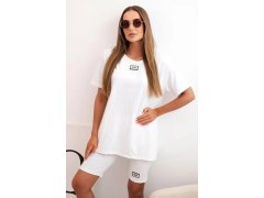 Dámský bavlněný komplet s&nbsp;krátkým rukávem a&nbsp;šortkami bílý 3