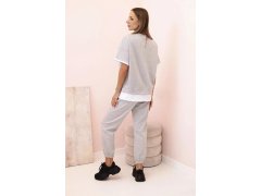 Dámská máslová souprava s&nbsp;krátkým rukávem a&nbsp;kalhotami šedý 1