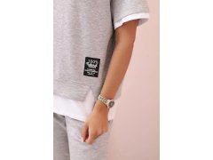 Dámská máslová souprava s&nbsp;krátkým rukávem a&nbsp;kalhotami šedý 3