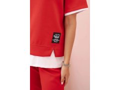Dámská máslová souprava s&nbsp;krátkým rukávem a&nbsp;kalhotami červený 3