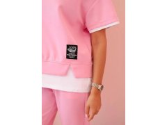 Dámská máslová souprava s&nbsp;krátkým rukávem a&nbsp;kalhotami světle růžová 1