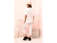 Dámská máslová souprava s&nbsp;krátkým rukávem a&nbsp;kalhotami béžový 1