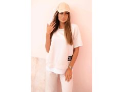 Dámská máslová souprava s&nbsp;krátkým rukávem a&nbsp;kalhotami béžový 2