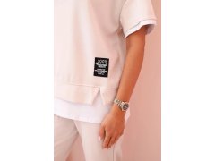 Dámská máslová souprava s&nbsp;krátkým rukávem a&nbsp;kalhotami béžový 3