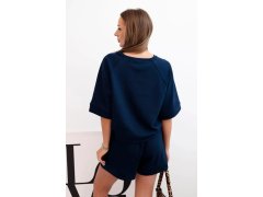 Dámská máslová souprava s&nbsp;halenkou s&nbsp;krátkým rukávem a&nbsp;šortkami s&nbsp;gumičkou námořnická modř 2