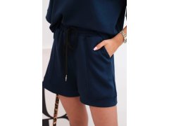 Dámská máslová souprava s&nbsp;halenkou s&nbsp;krátkým rukávem a&nbsp;šortkami s&nbsp;gumičkou námořnická modř 3