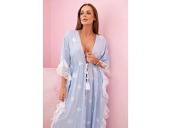 Dámská boho viskózová pláštěnka s krajkou modrý 2