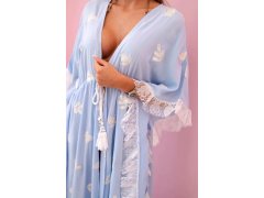 Dámská boho viskózová pláštěnka s krajkou modrý 3