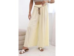 Dámské kalhoty z&nbsp;viskózy se širokými nohavicemi žlutý 1