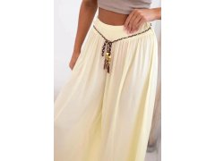 Dámské kalhoty z&nbsp;viskózy se širokými nohavicemi žlutý 2