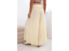 Dámské kalhoty z&nbsp;viskózy se širokými nohavicemi žlutý 3