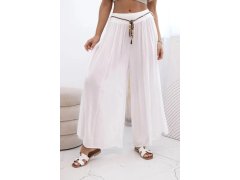 Dámské kalhoty z&nbsp;viskózy se širokými nohavicemi bílý 1