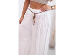 Dámské kalhoty z&nbsp;viskózy se širokými nohavicemi bílý 2