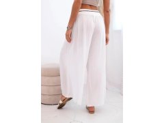 Dámské kalhoty z&nbsp;viskózy se širokými nohavicemi bílý 3