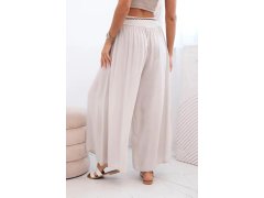 Dámské kalhoty z&nbsp;viskózy se širokými nohavicemi tmavě béžová 2