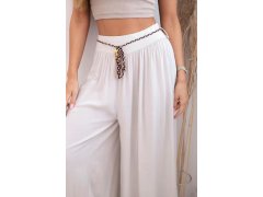 Dámské kalhoty z&nbsp;viskózy se širokými nohavicemi tmavě béžová 3