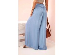 Široké dámské viskózové kalhoty s&nbsp;elastickým pasem z&nbsp;denimu 2