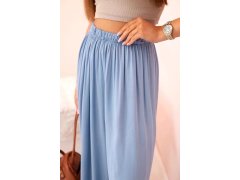 Široké dámské viskózové kalhoty s&nbsp;elastickým pasem z&nbsp;denimu 3