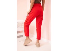 Dámské cargo kalhoty s&nbsp;vysokým pasem červený 2
