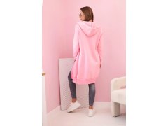 Dámská zateplená mikina s&nbsp;kapucí a&nbsp;zipem světle růžová 2