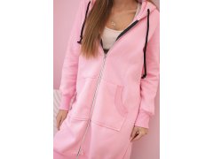 Dámská zateplená mikina s&nbsp;kapucí a&nbsp;zipem světle růžová 3