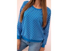 Dámská mikina s&nbsp;potiskem a&nbsp;kulatým výstřihem chrpově modrá 3