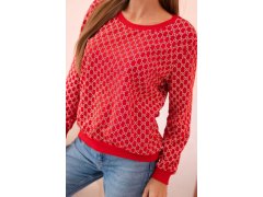 Dámská mikina s&nbsp;potiskem a&nbsp;kulatým výstřihem červený 3