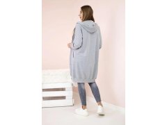 Dámská delší mikina s&nbsp;kapucí a&nbsp;zipem šedý 1