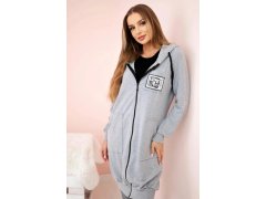 Dámská delší mikina s&nbsp;kapucí a&nbsp;zipem šedý 2