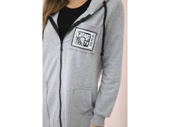 Dámská delší mikina s&nbsp;kapucí a&nbsp;zipem šedý 3