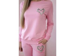 Dámská bavlněná souprava s&nbsp;ozdobným srdíčkem bonbónově růžová 2