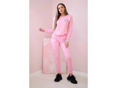 Dámská bavlněná souprava s&nbsp;ozdobným srdíčkem bonbónově růžová 3