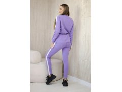 Dámská bavlněná souprava s&nbsp;proužky a&nbsp;stahovacími lemy fialka 1