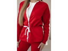 Dámská bavlněná souprava s&nbsp;proužky a&nbsp;stahovacími lemy červený 2