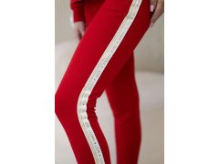 Dámská bavlněná souprava s&nbsp;proužky a&nbsp;stahovacími lemy červený 3