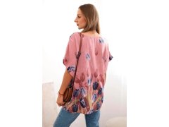 Dámská bavlněná košile s&nbsp;květinovým vzorem tmavě růžová 2