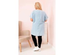 Dámská halenka Plus Size s&nbsp;nášivkami světlý denim 2