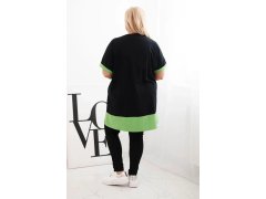 Dámská tunika Plus Size s květinovým vzorem a ozdobnými perličkami zelená 2
