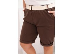 Dámské bavlněné šortky Plus Size s&nbsp;páskem hnědý 3