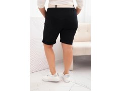 Dámské bavlněné šortky Plus Size s&nbsp;páskem černý 1