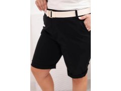 Dámské bavlněné šortky Plus Size s&nbsp;páskem černý 2