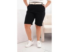 Dámské bavlněné šortky Plus Size s&nbsp;páskem černý 3