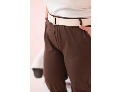 Dámské bavlněné kalhoty Plus Size s&nbsp;páskem hnědý 3