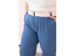 Dámské bavlněné kalhoty Plus Size s&nbsp;páskem džínovina 2