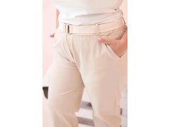 Dámské bavlněné kalhoty Plus Size s&nbsp;páskem světle béžová 3