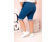 Dámské bavlněné šortky Plus Size s&nbsp;vázáním džínovina 1