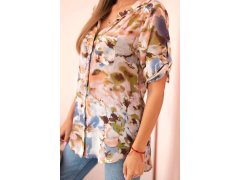 Dámská viskózová košile s&nbsp;3/4 rukávy v&nbsp;akvarelovém vzoru béžová 3