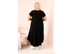 Dámské šaty plus size s krátkým rukávem a volánem z lehké viskózy černá 1